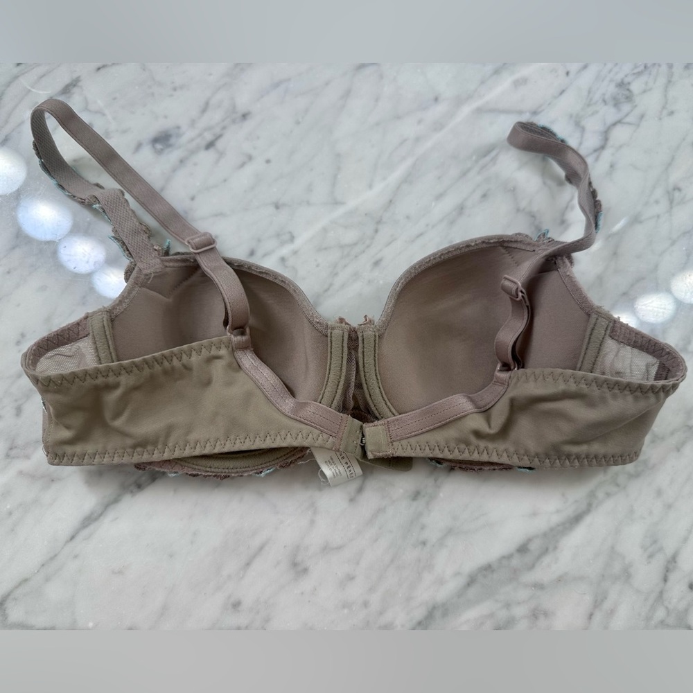 Simone Perele Andora 3D Spacer Molded Bra 34B Grey Taupe with Blue Embroidery - Picture 8 of 11